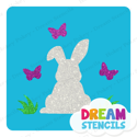 Picture of Easter Bunny with Butterflies Glitter Tattoo Stencil - HP-235 (5pc pack)